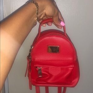 Red Mini Backpack w/ Gold Accent